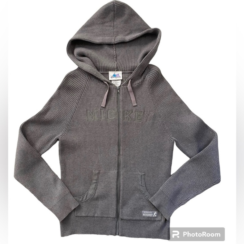 Disneyland Resort Gray Mickey Mouse Zip Up Sweater Size Medium